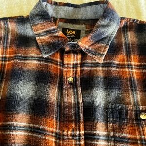 Lee Orange and Blue Casual Button Down Shirt